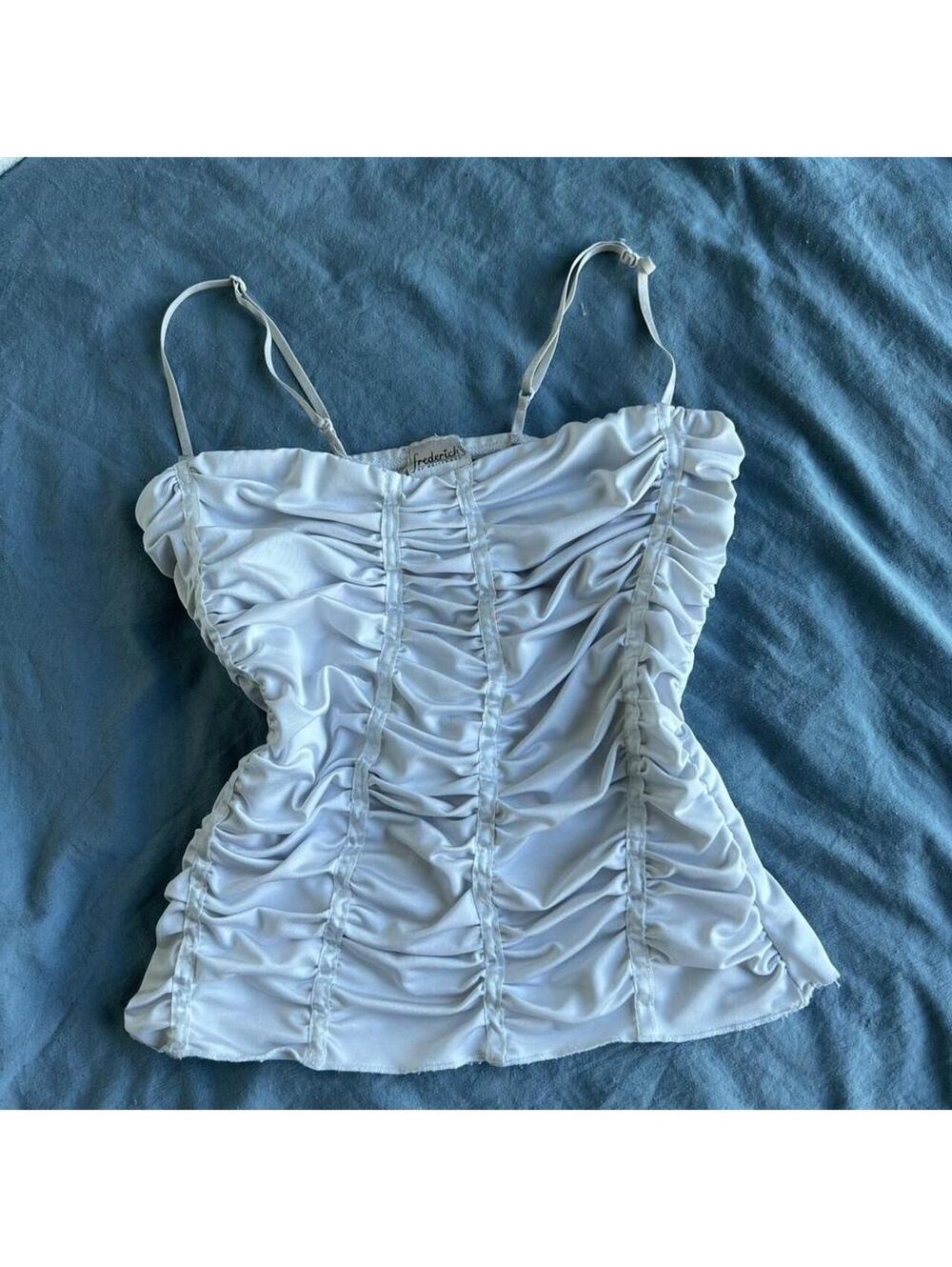 Insane Fredericks of Hollywood white ruched corset top